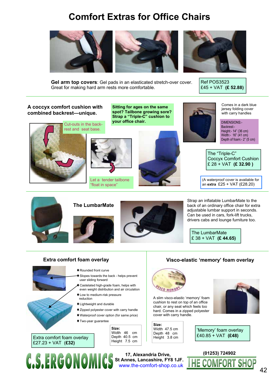 Comfort extras for office chairs | FELLOWES C.S. Ergonomics RH 400 User Manual | Page 42 / 70