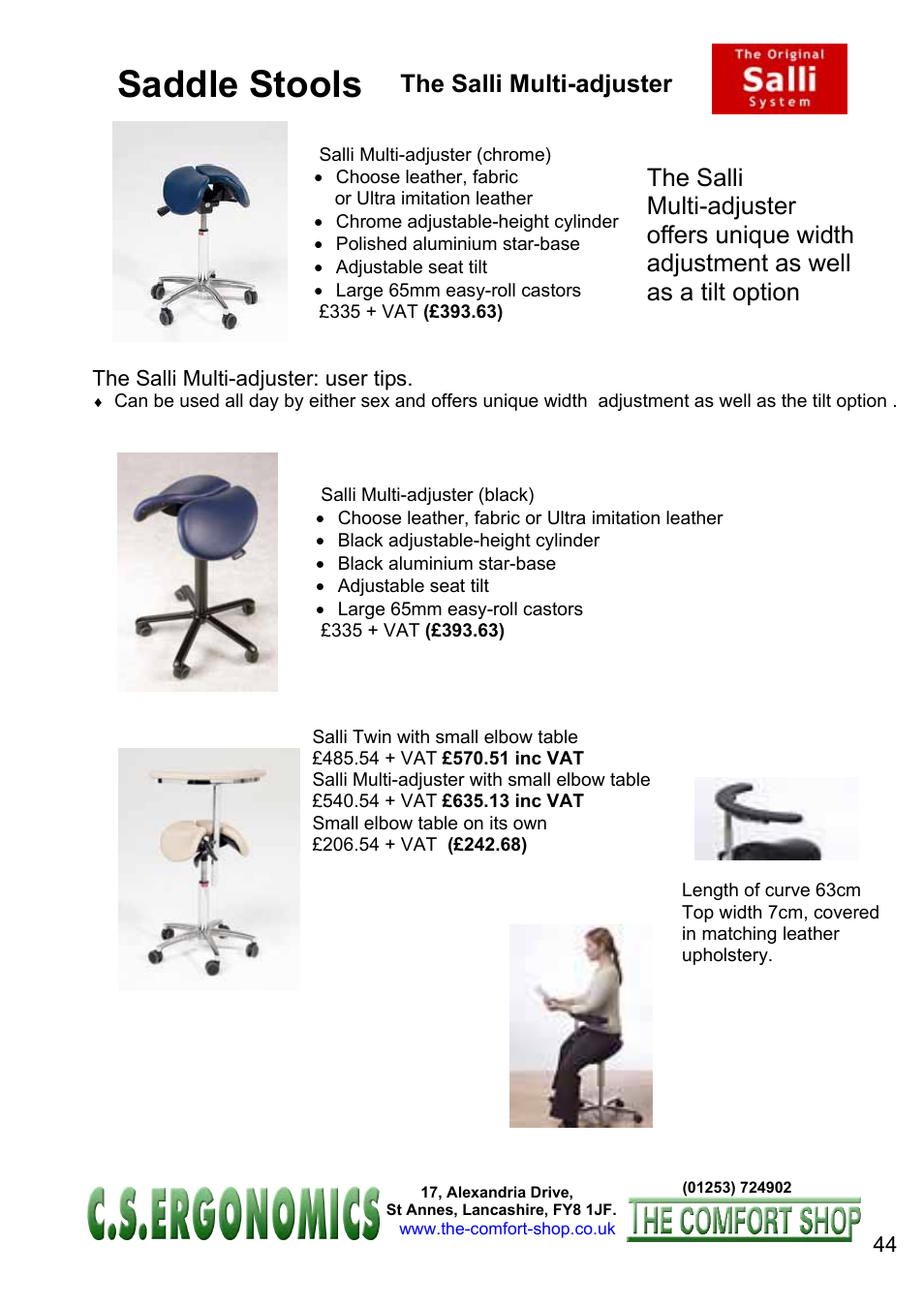 Saddle stools | FELLOWES C.S. Ergonomics RH 400 User Manual | Page 44 / 70