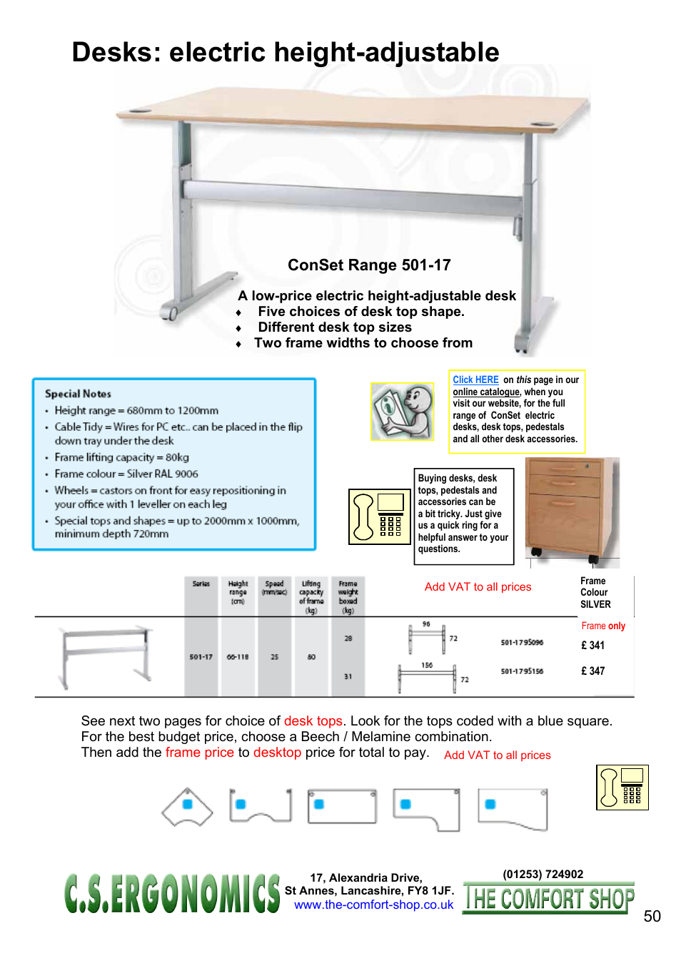 Desks: electric height-adjustable | FELLOWES C.S. Ergonomics RH 400 User Manual | Page 50 / 70