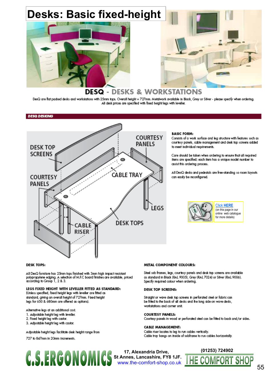 Desks: basic fixed-height | FELLOWES C.S. Ergonomics RH 400 User Manual | Page 55 / 70