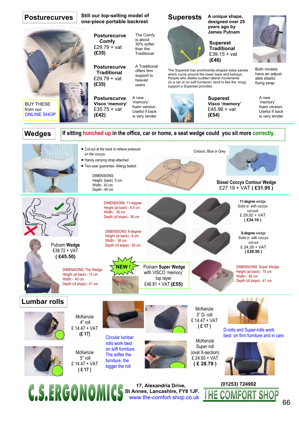 Lumbar rolls wedges posturecurves superests | FELLOWES C.S. Ergonomics RH 400 User Manual | Page 66 / 70