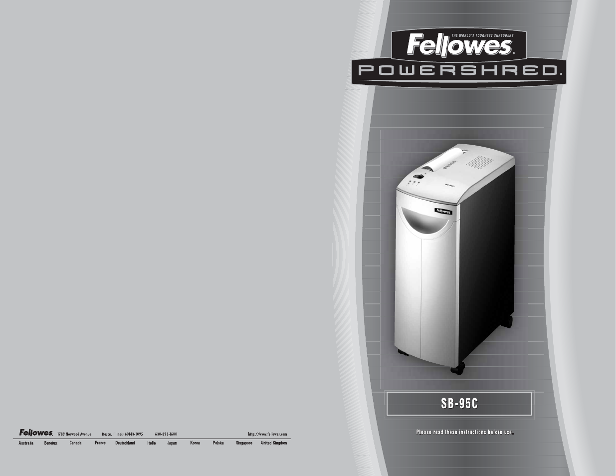 FELLOWES SB-95C User Manual | 2 pages
