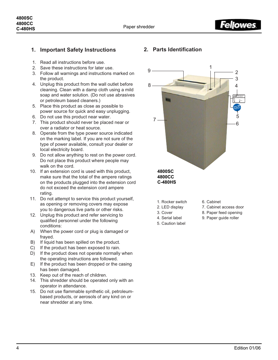 FELLOWES 4800SC User Manual | Page 4 / 8