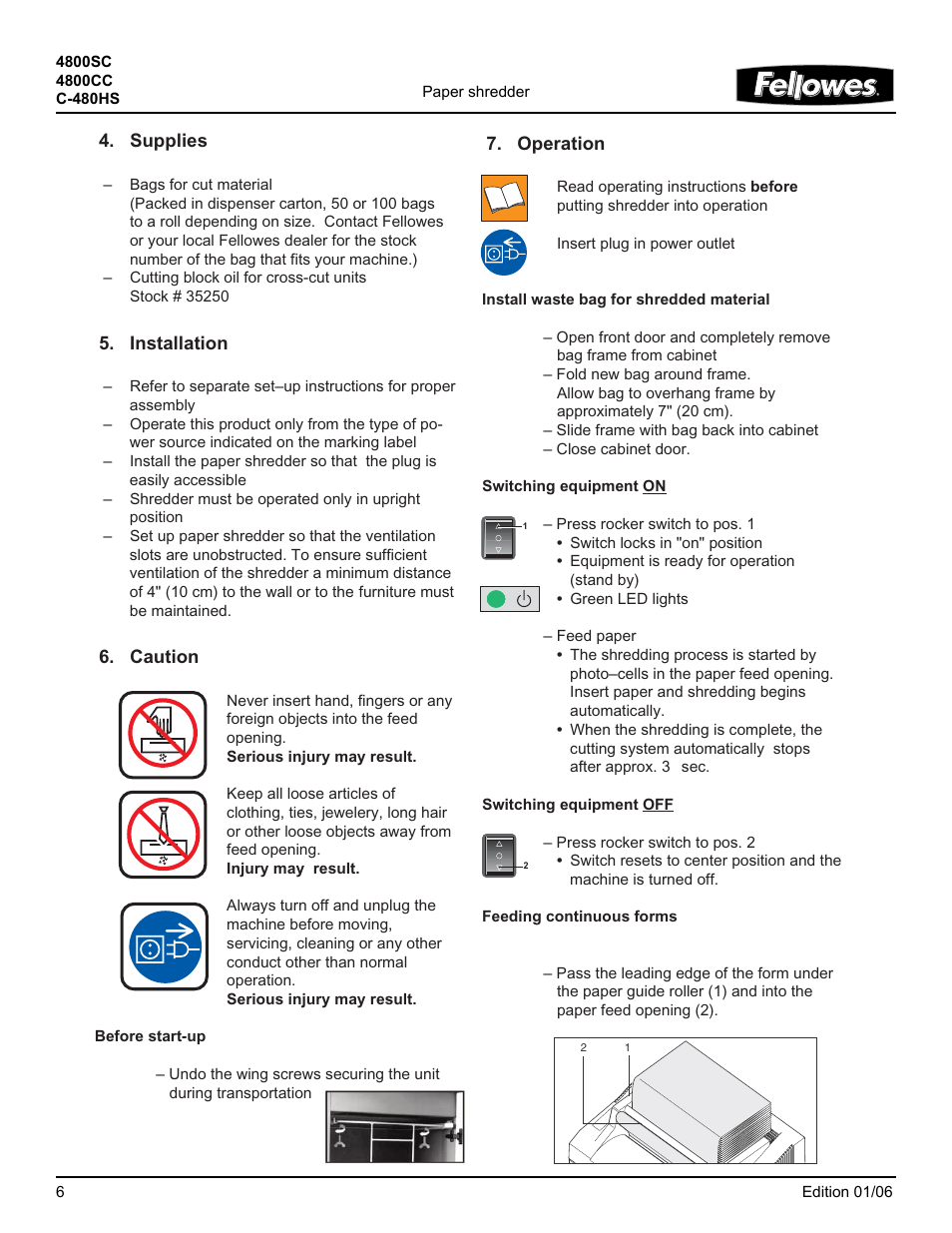 FELLOWES 4800SC User Manual | Page 6 / 8