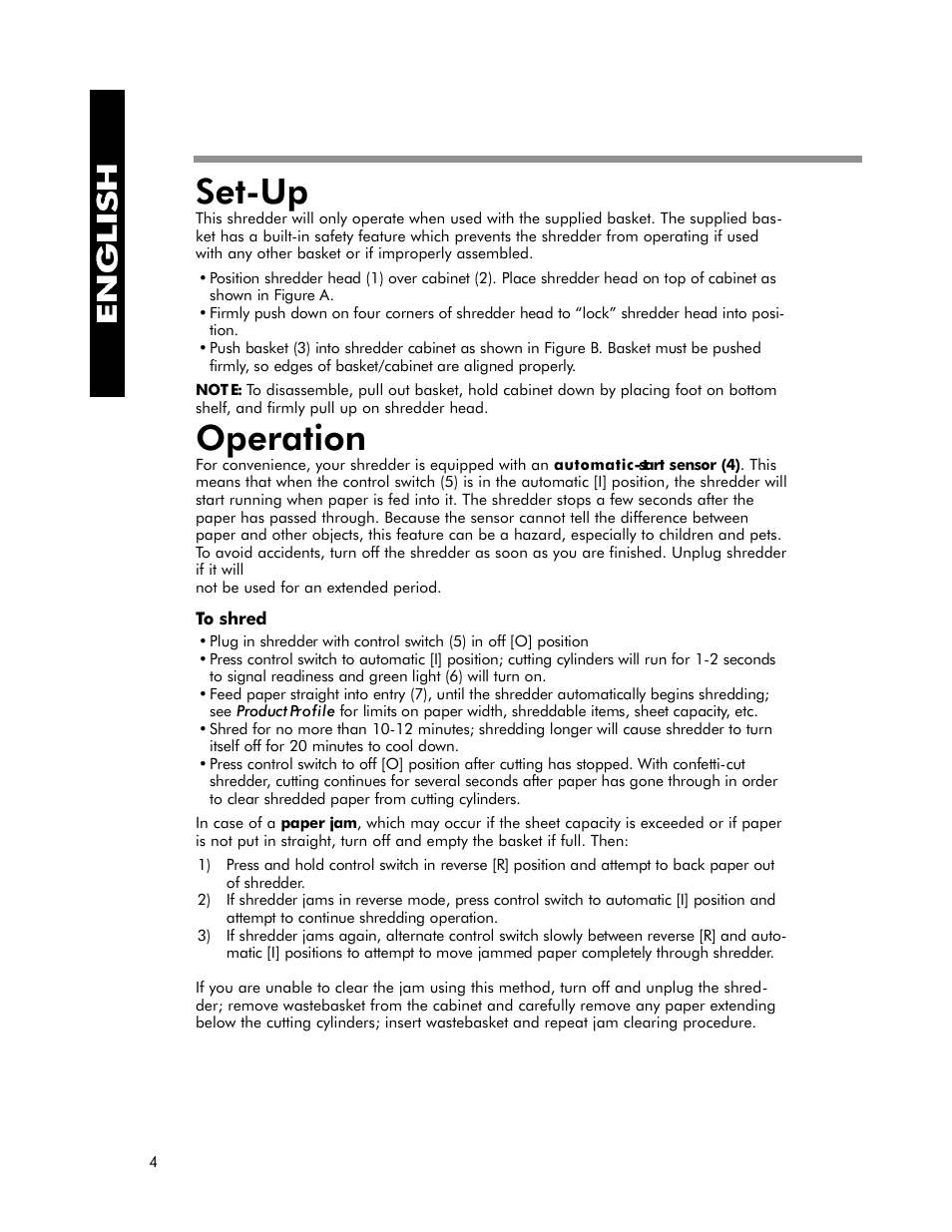 Set-up, Operation | FELLOWES OD1200 User Manual | Page 5 / 8