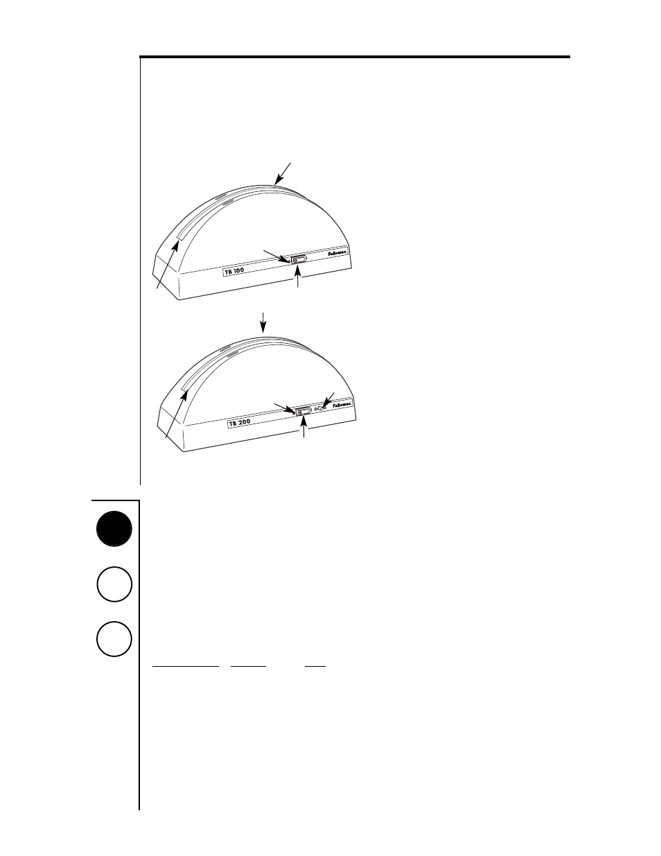 Equipment parts, Using the binding machine, Adding/removing sheets from bound document | Ab c, Thermal cover size # of sheets inches mm, Adding pages | FELLOWES TB 100 User Manual | Page 2 / 4