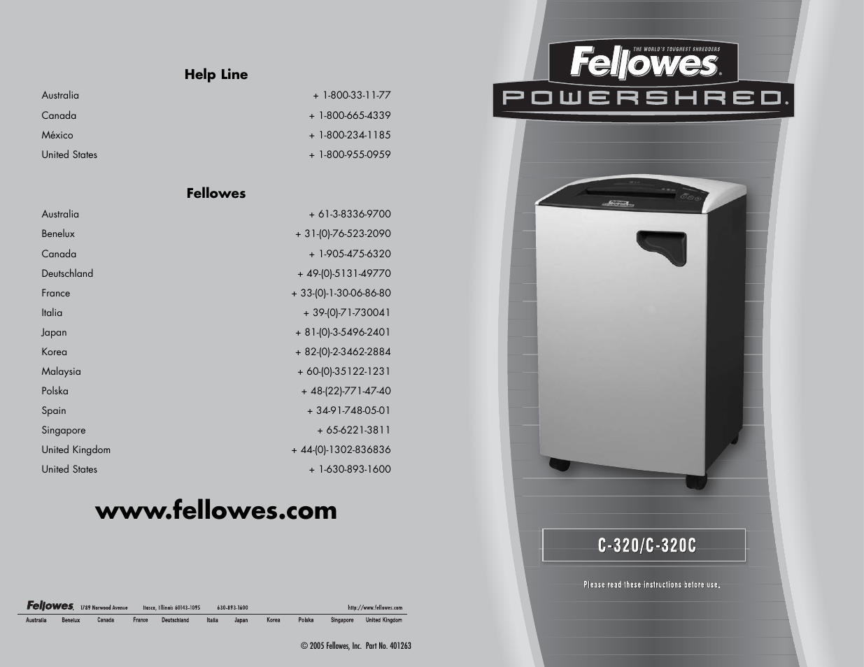 FELLOWES C-320C User Manual | 2 pages