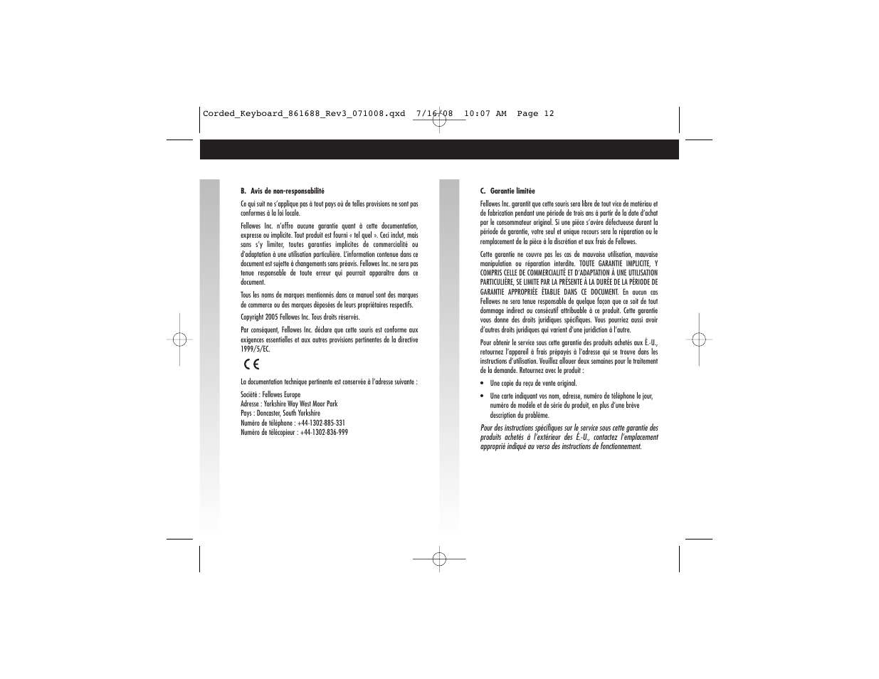 FELLOWES 861688 User Manual | Page 12 / 12