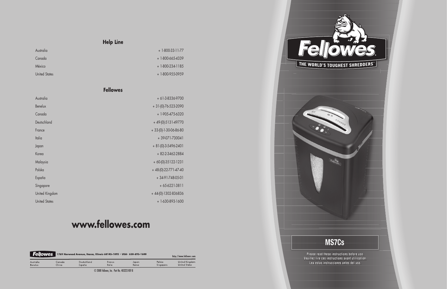 FELLOWES MS7CS User Manual | 4 pages