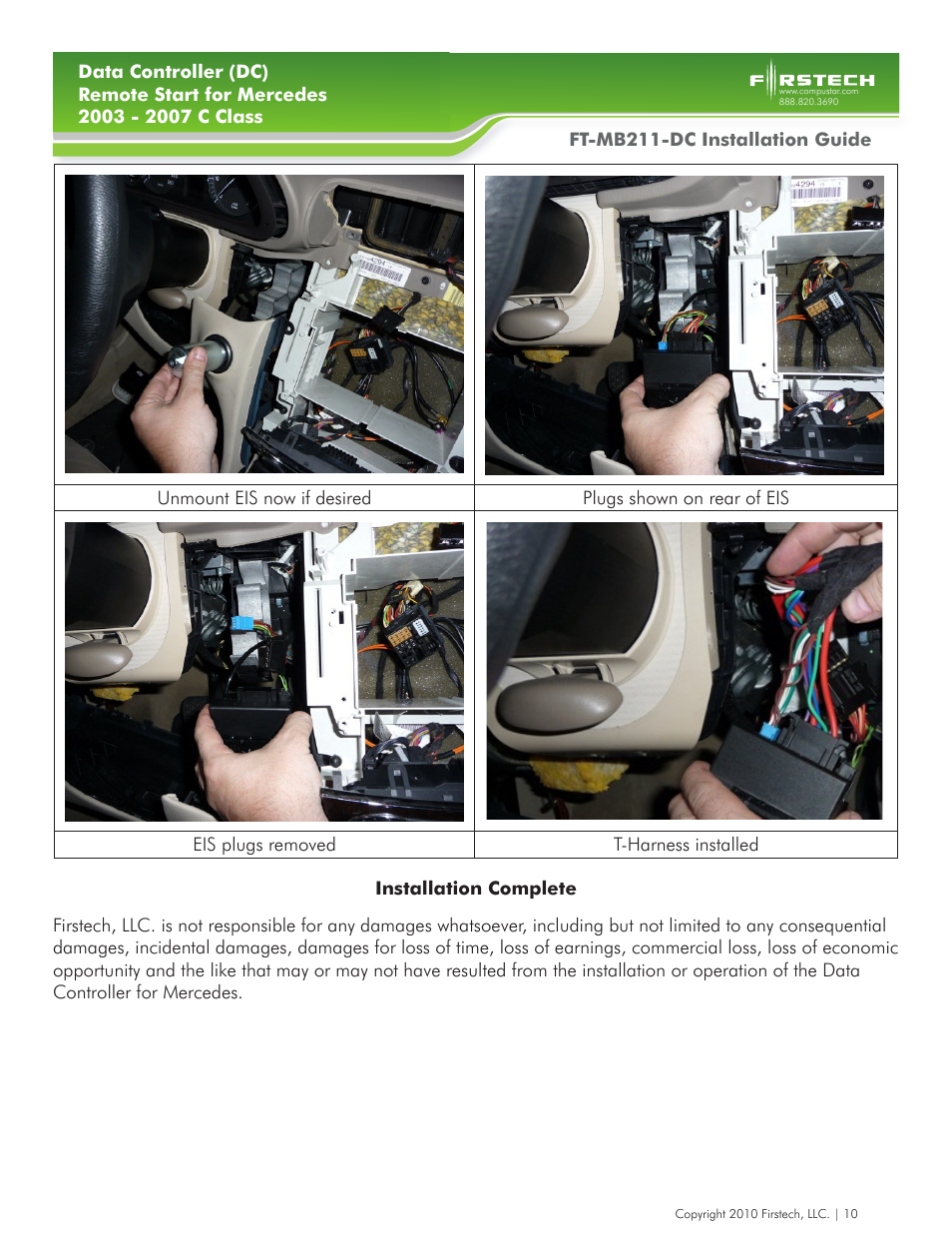 Firstech, LLC. FT-MB211-DC User Manual | Page 10 / 10