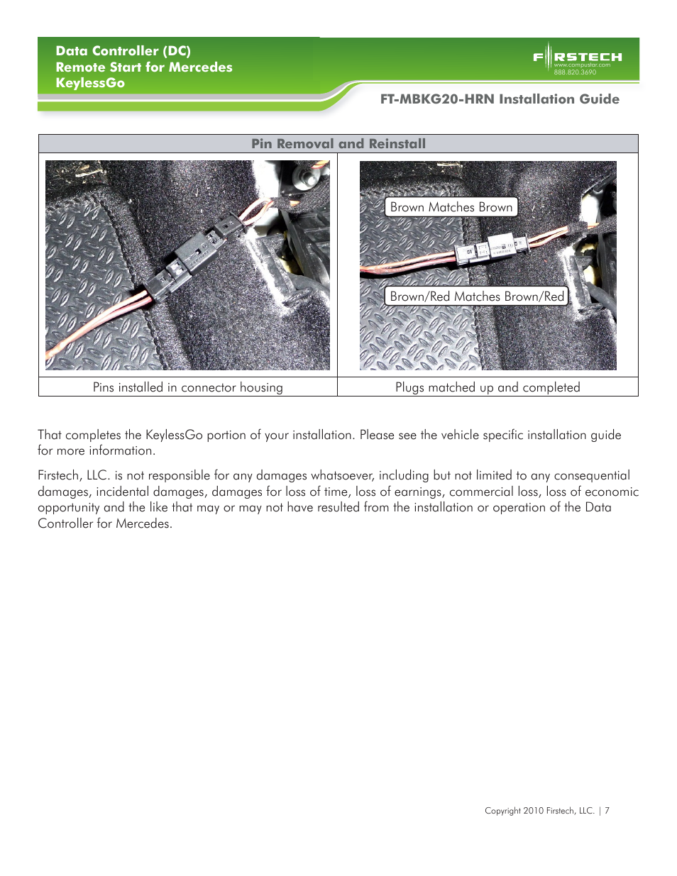 Firstech, LLC. FT-MBKG20-HRN User Manual | Page 7 / 7