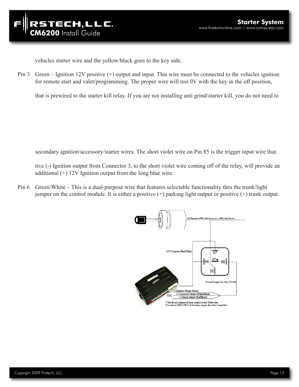 Cm6200 install guide | Firstech, LLC. CM6200 User Manual | Page 13 / 33