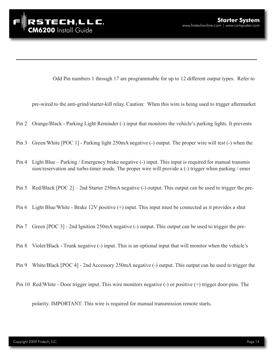 Cm6200 install guide | Firstech, LLC. CM6200 User Manual | Page 14 / 33