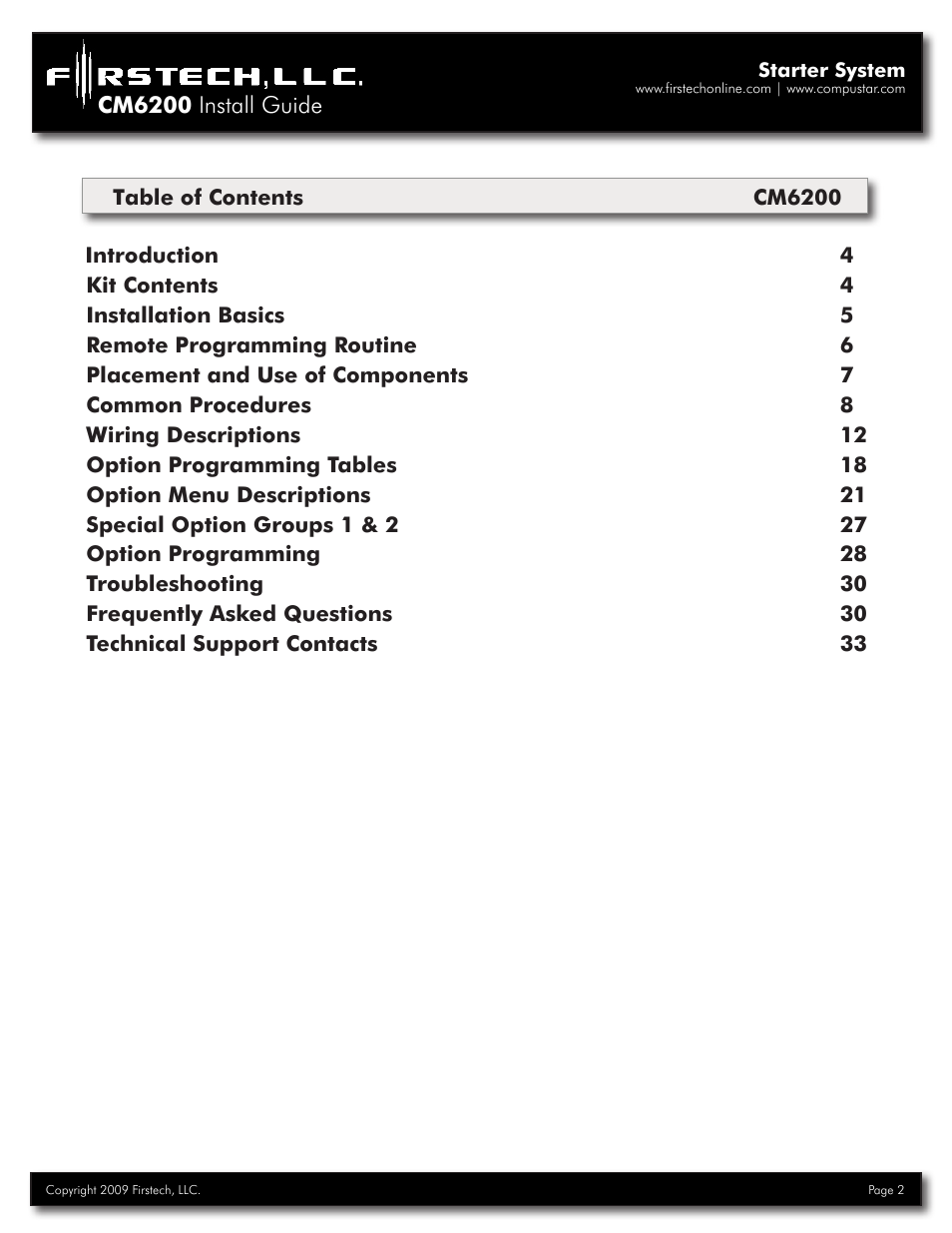 Firstech, LLC. CM6200 User Manual | Page 2 / 33