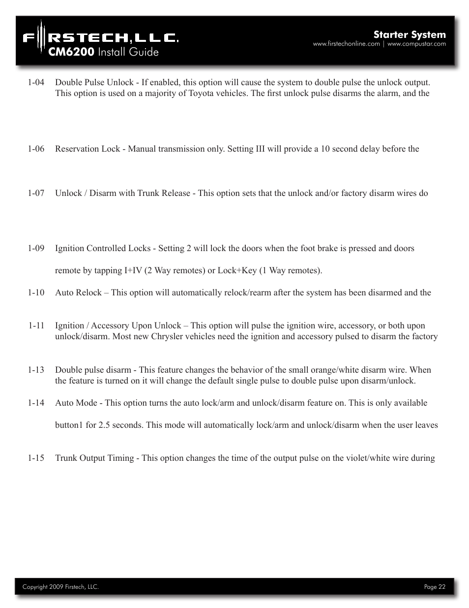 Cm6200 install guide | Firstech, LLC. CM6200 User Manual | Page 22 / 33