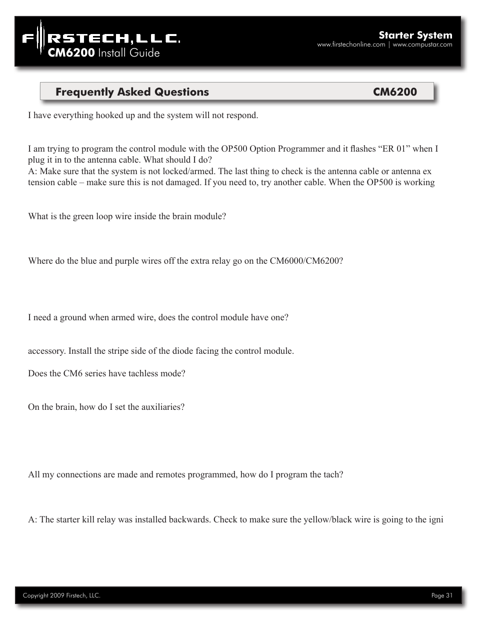 Cm6200 install guide | Firstech, LLC. CM6200 User Manual | Page 31 / 33