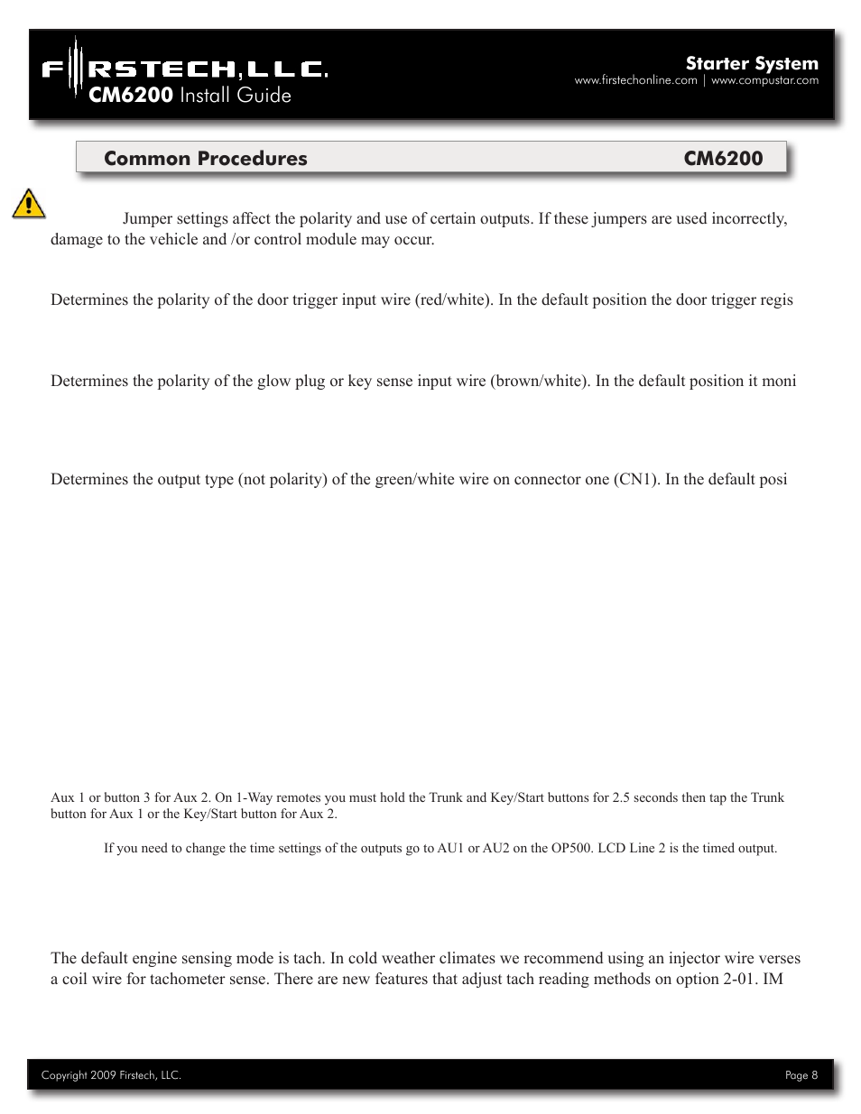 Cm6200 install guide, Common procedures cm6200 | Firstech, LLC. CM6200 User Manual | Page 8 / 33