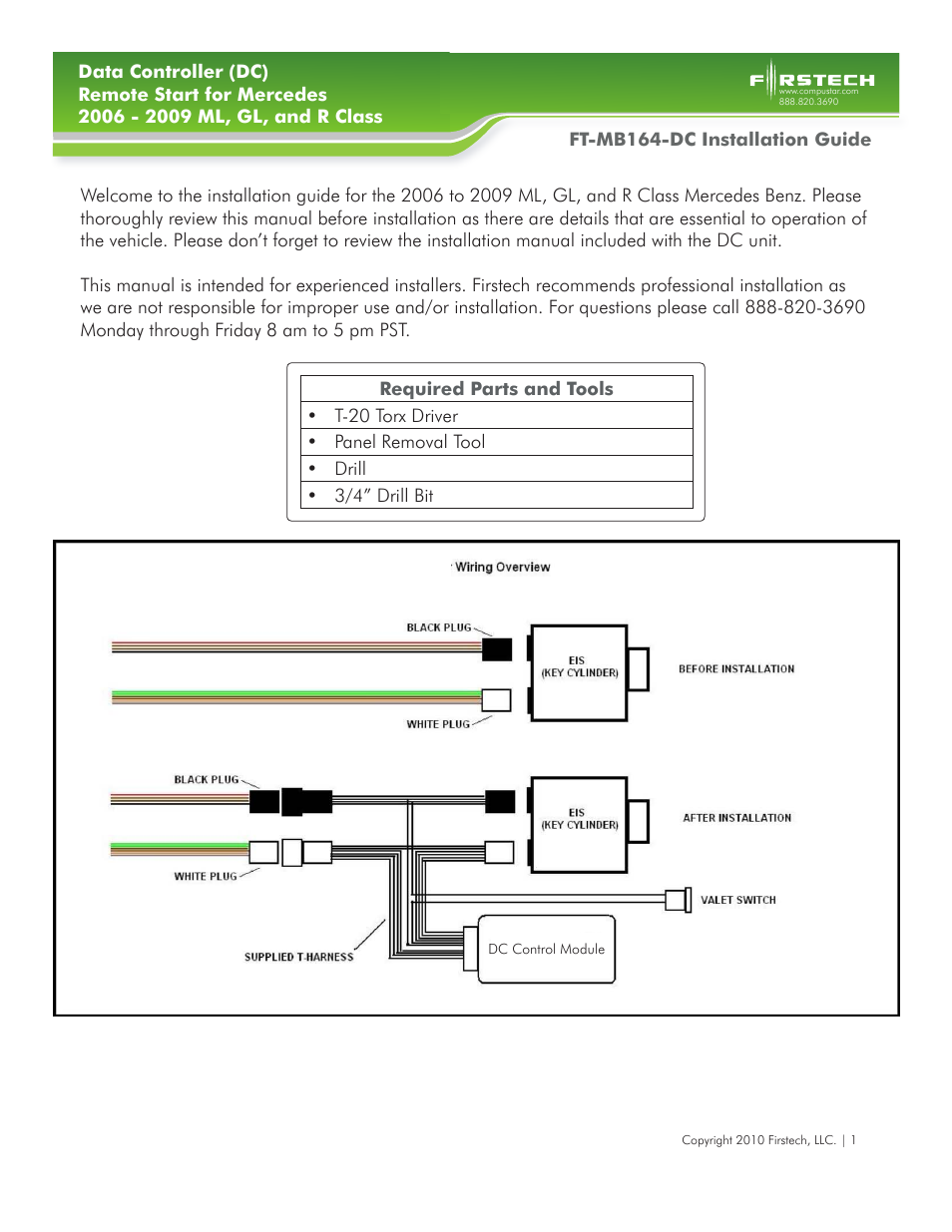 Firstech, LLC. DATA CONTROLLER FT-MB164-DC User Manual | 5 pages