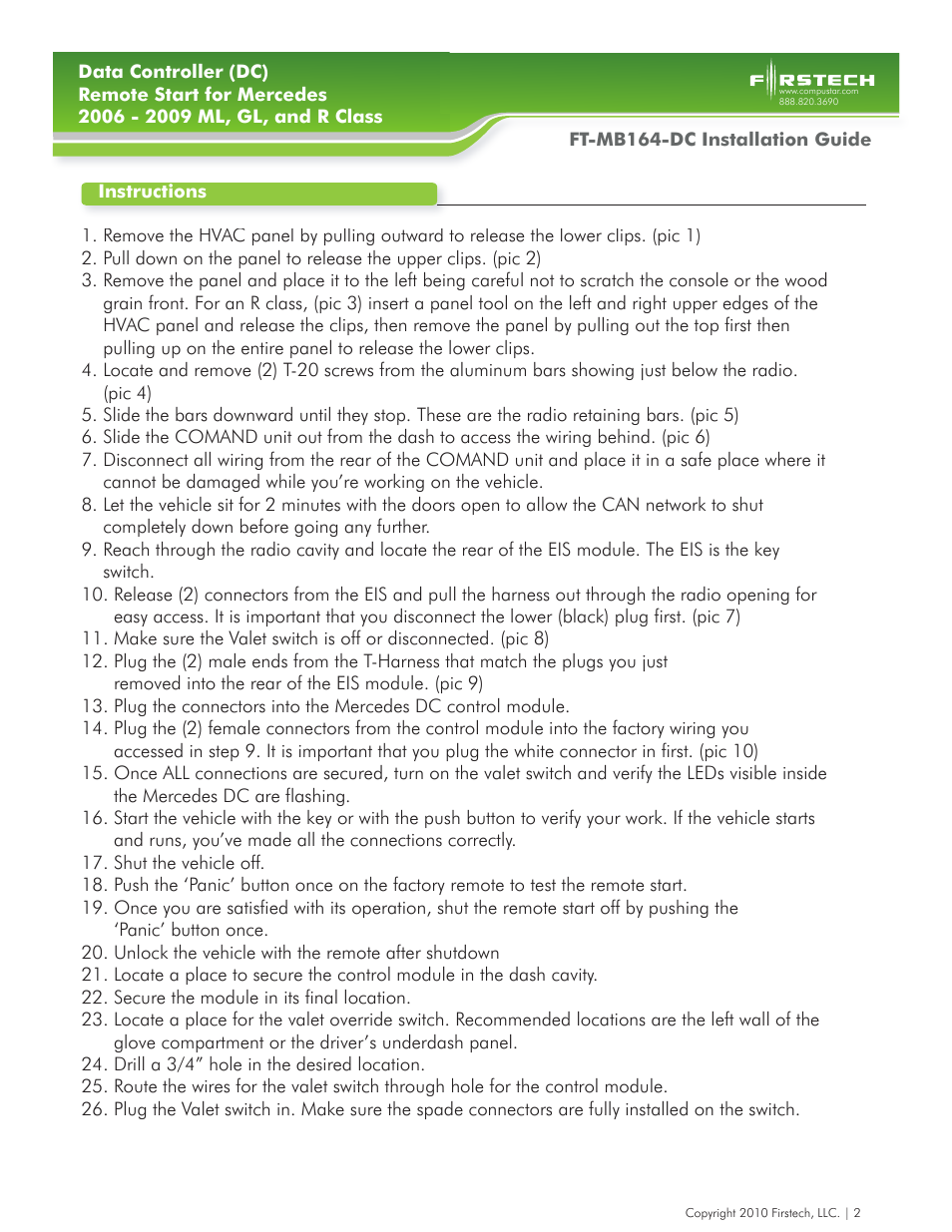 Firstech, LLC. DATA CONTROLLER FT-MB164-DC User Manual | Page 2 / 5