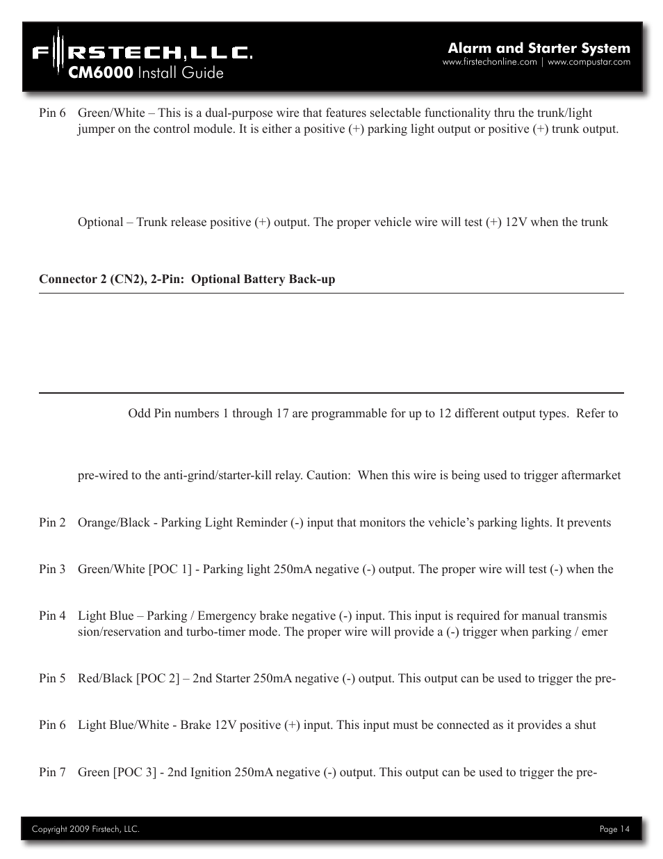 Cm6000 install guide | Firstech, LLC. RF-2W900FM-5PT User Manual | Page 14 / 35