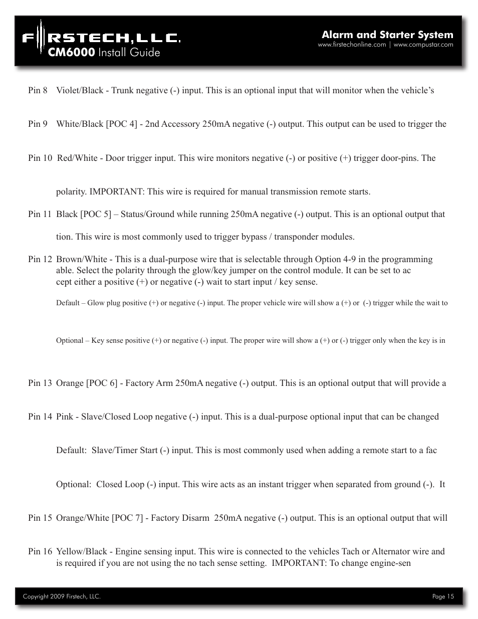 Cm6000 install guide | Firstech, LLC. RF-2W900FM-5PT User Manual | Page 15 / 35