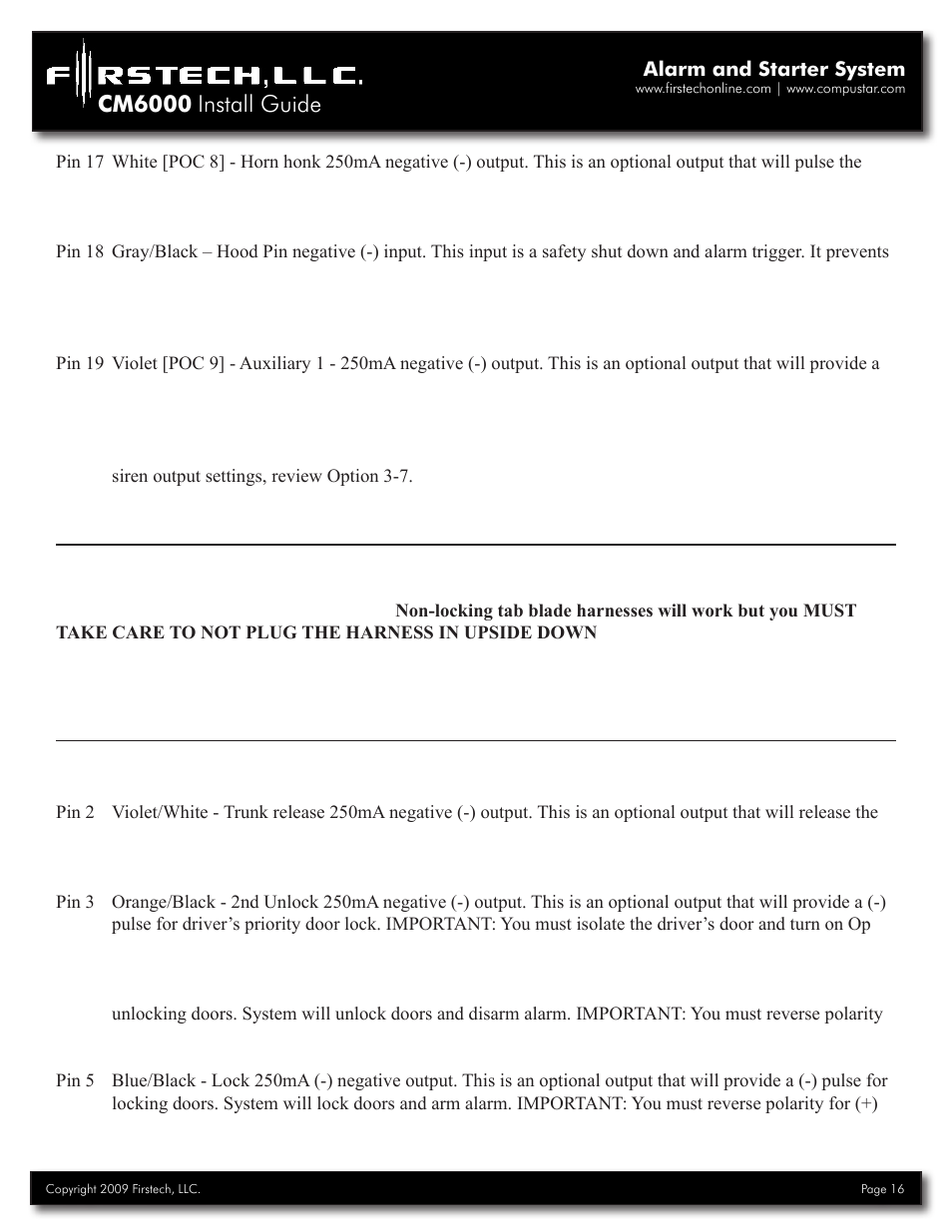 Cm6000 install guide | Firstech, LLC. RF-2W900FM-5PT User Manual | Page 16 / 35