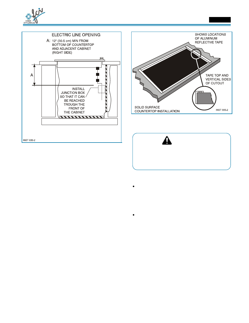 Installation manual, Warning | FCI Home Appliances ECCB 30" User Manual | Page 11 / 40