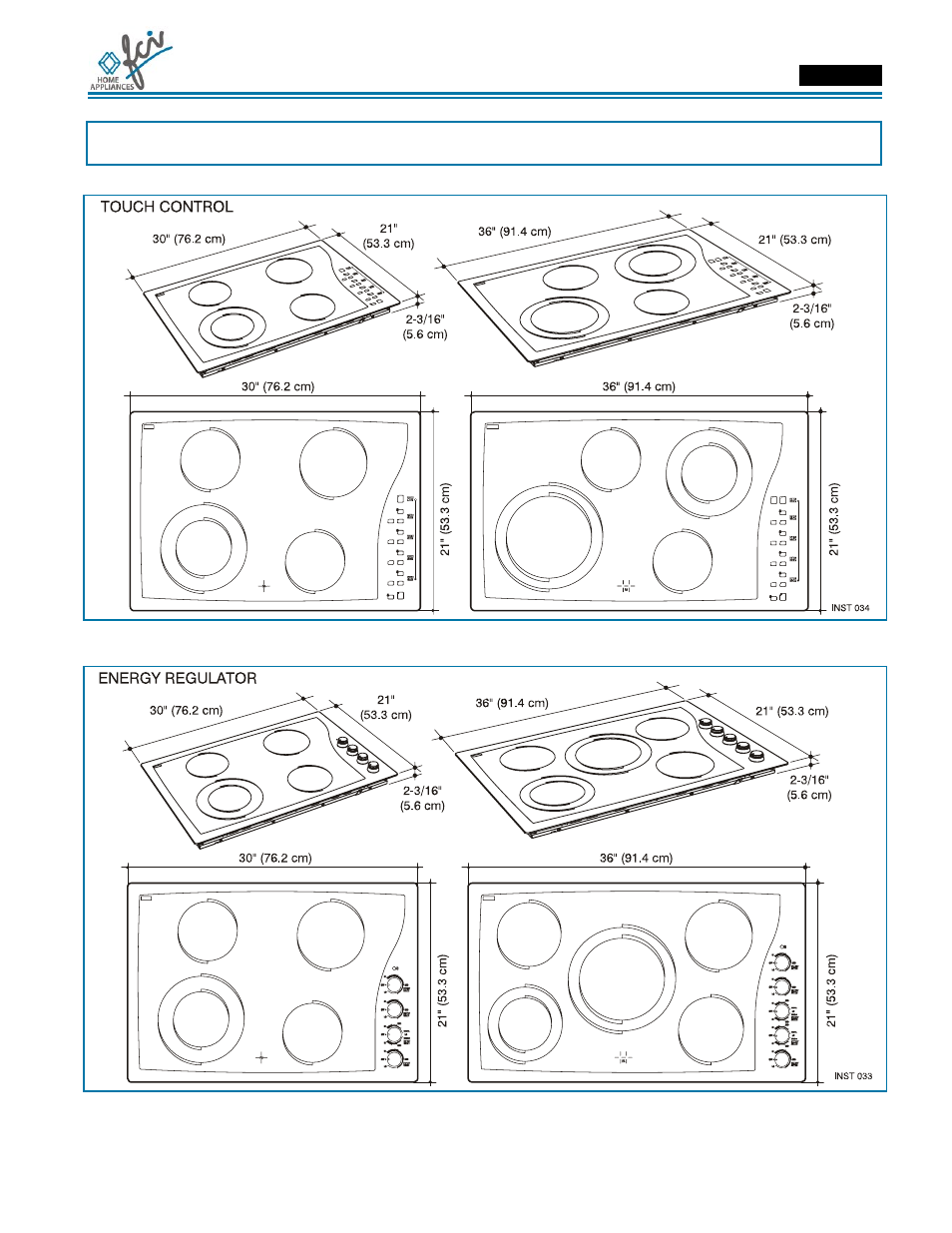 Installation manual, Product dimensions and cutout requirements | FCI Home Appliances ECCB 30" User Manual | Page 5 / 40