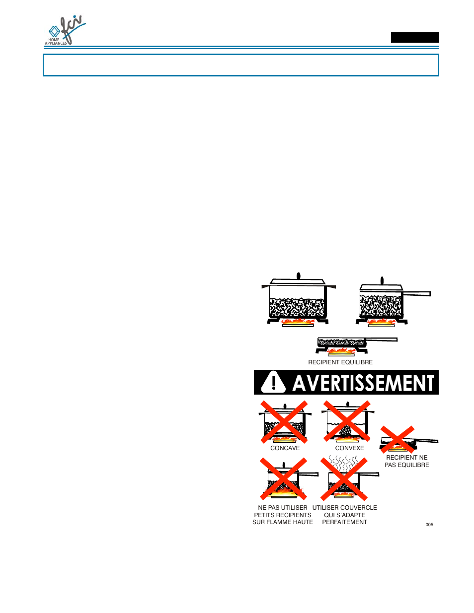 Manuel d’utilisation et d’entretien, Batterie de cuisine, Model cogb français | Caractéritiques des matériaux | FCI Home Appliances COGB33062 User Manual | Page 21 / 40