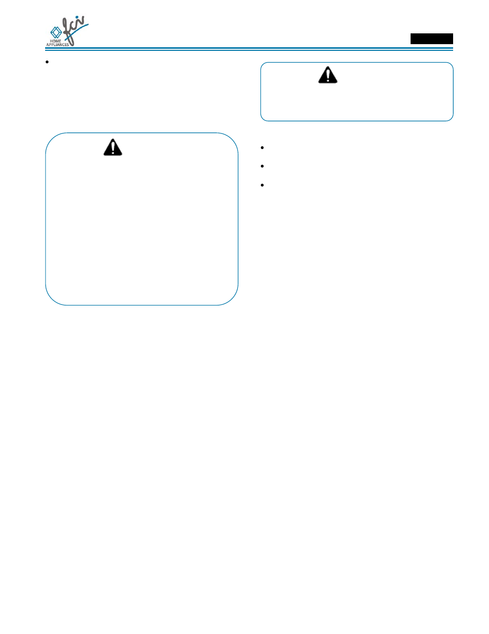 Use & care manual, Warning | FCI Home Appliances COGB33062 User Manual | Page 5 / 40