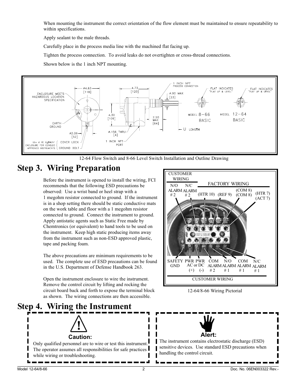 Step 3. wiring preparation, Step 4. wiring the instrument | Fluid Components International 8-66B_12-64B Series Manual Guide User Manual | Page 2 / 4