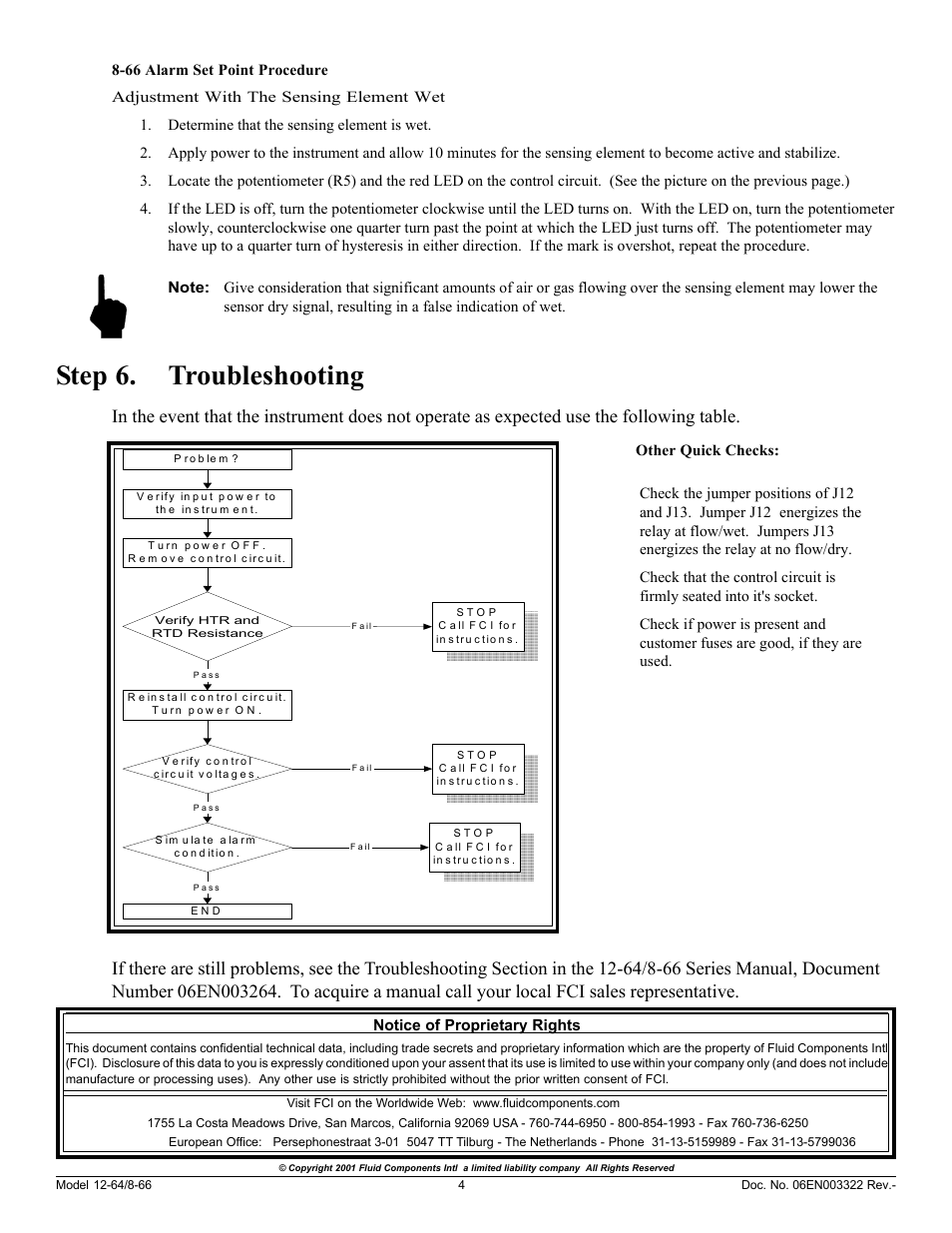 Step 6. troubleshooting | Fluid Components International 8-66B_12-64B Series Manual Guide User Manual | Page 4 / 4