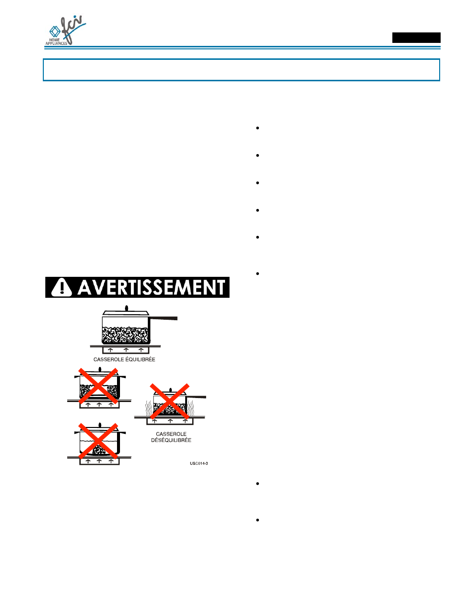 Manuel d’utilisation et d’entretien, Batterie de cuisine | FCI Home Appliances ECCB 36 User Manual | Page 25 / 48