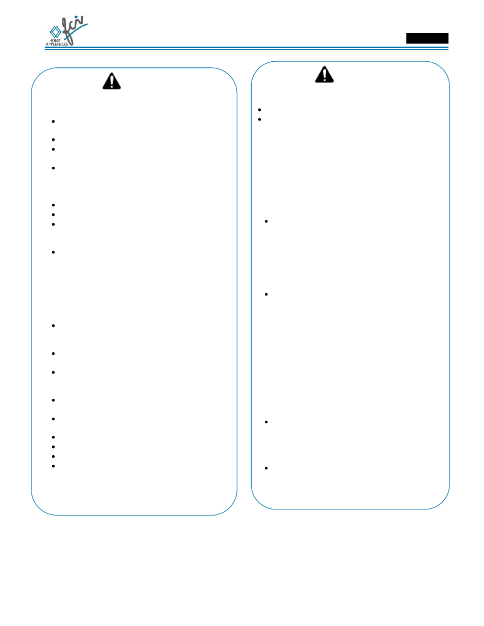 Use & care manual, Warning | FCI Home Appliances ECCB 36 User Manual | Page 5 / 48