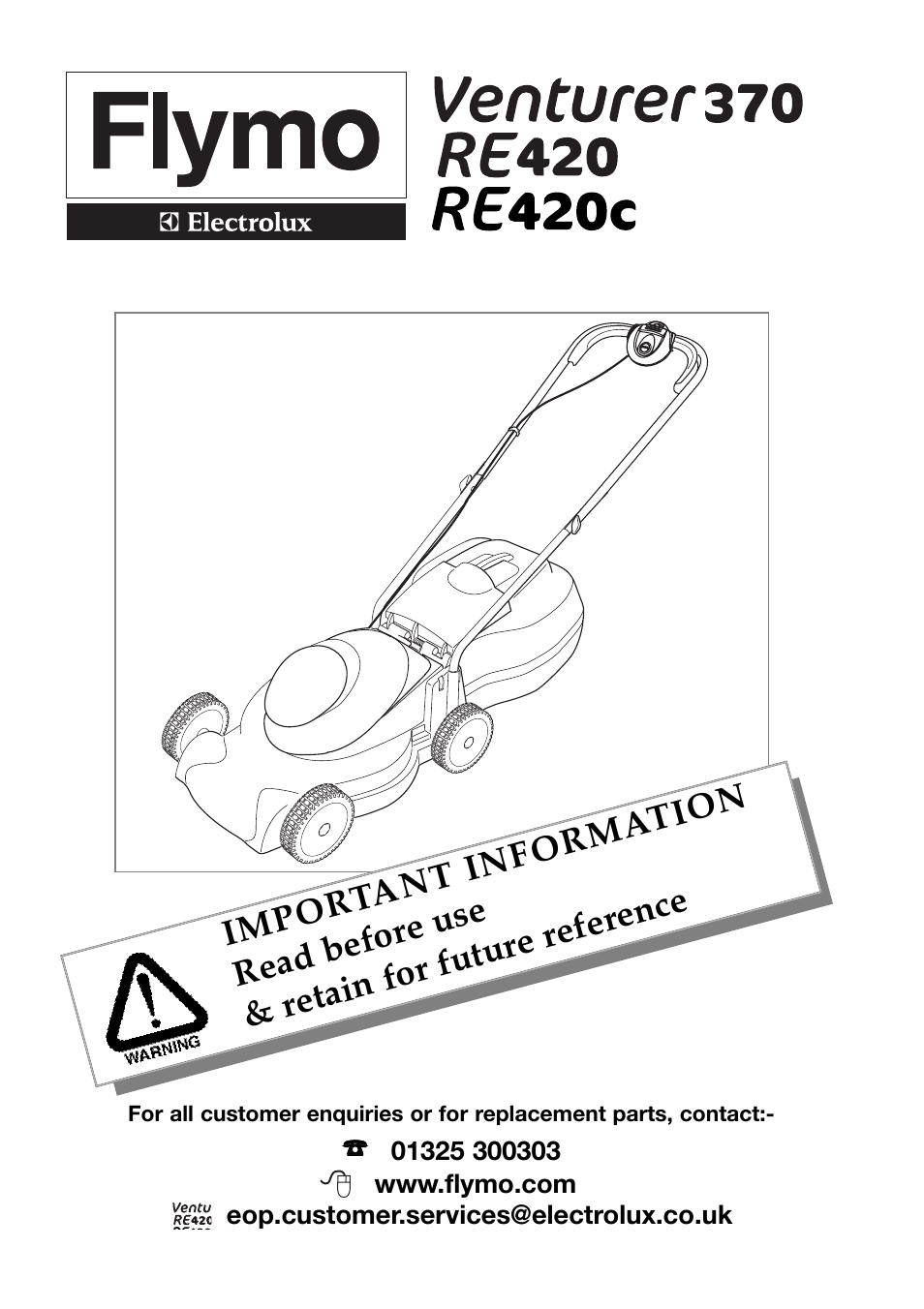 Flymo Venturer 370 RE420c User Manual | 8 pages