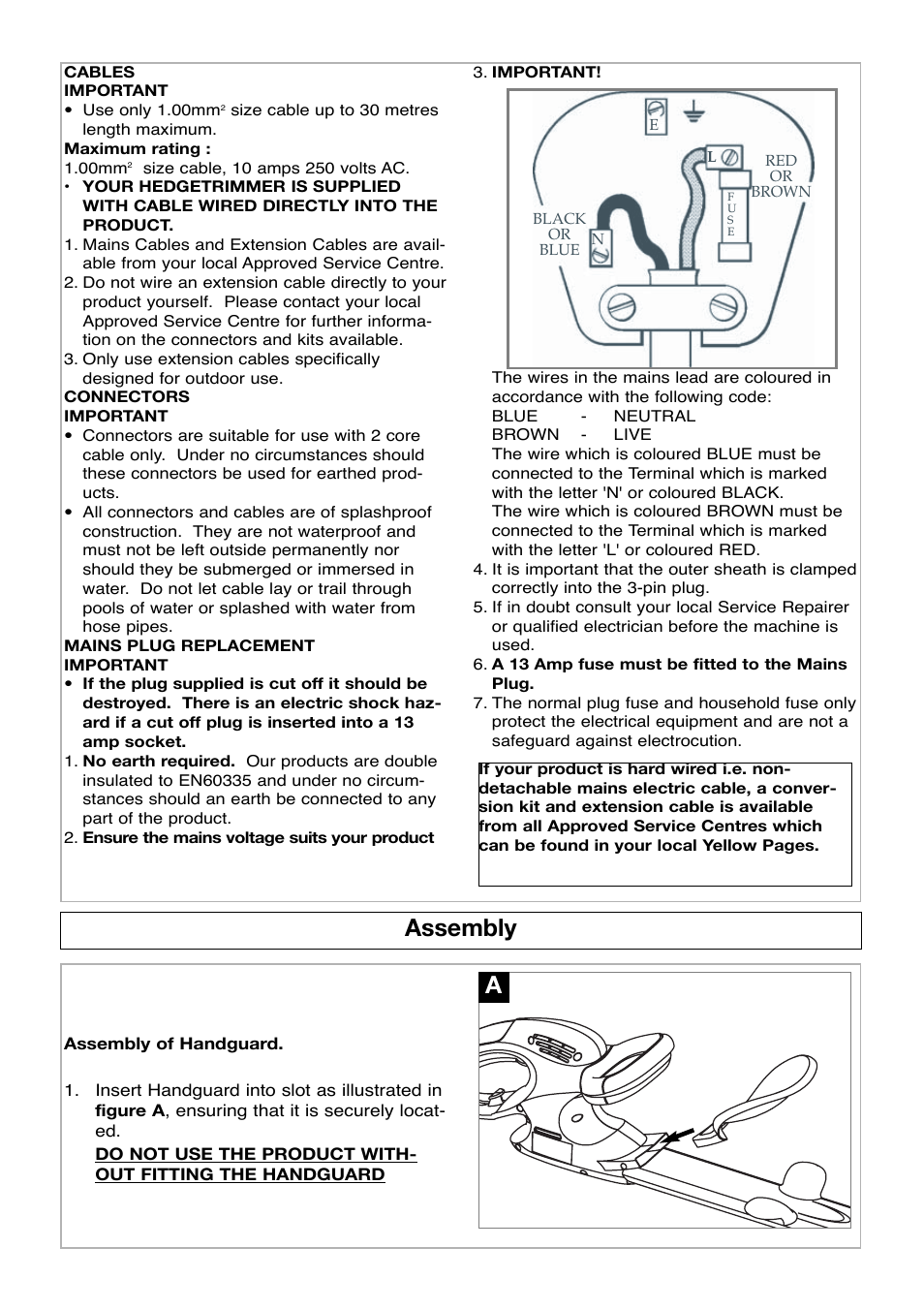 Assembly, Assembly a | Flymo HT600 User Manual | Page 4 / 8
