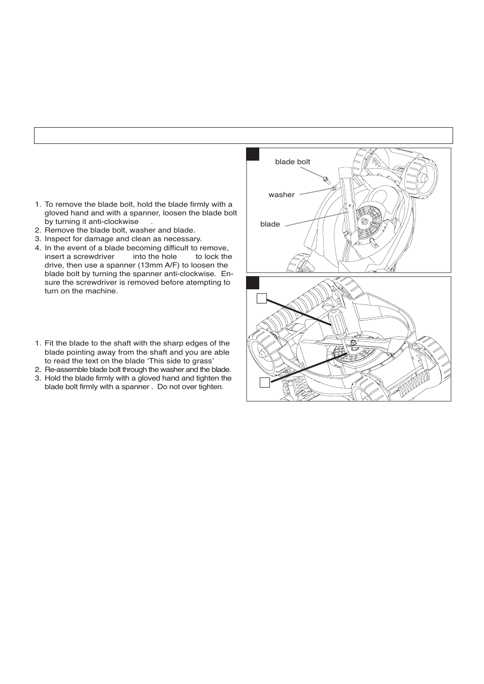 Removing and fitting the blade | Flymo VENTURER 32 EM032 User Manual | Page 7 / 10