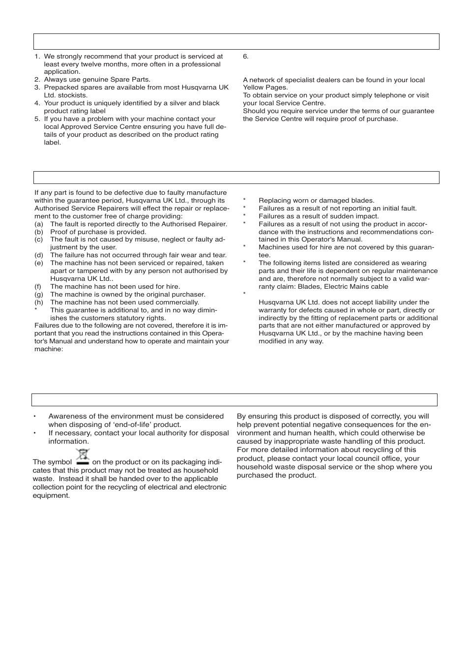 Service recommendations | Flymo VENTURER 32 EM032 User Manual | Page 9 / 10