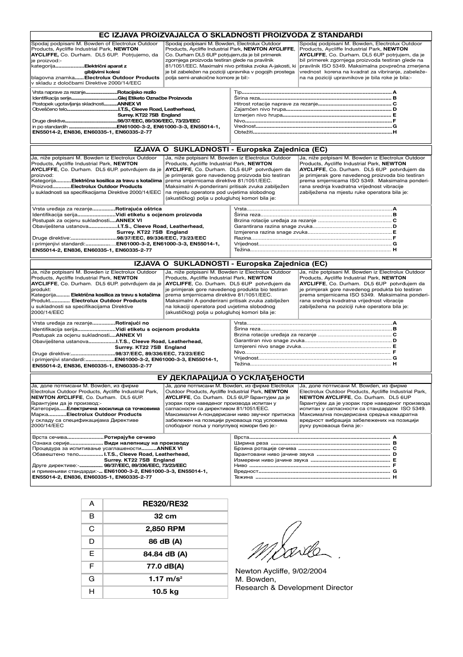 Flymo RE320 User Manual | Page 8 / 9