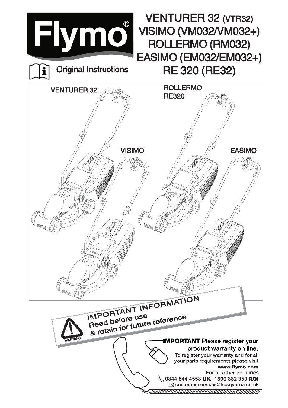 Flymo VENTURER 32 RE32 User Manual | 8 pages