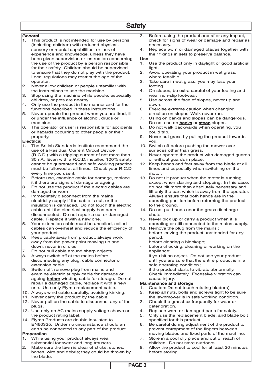 Safety, Page 3 | Flymo MULTIMO 340XC User Manual | Page 4 / 12