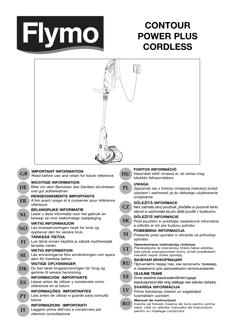 Flymo Contour Power Plus Cordless Trimmer User Manual | 72 pages