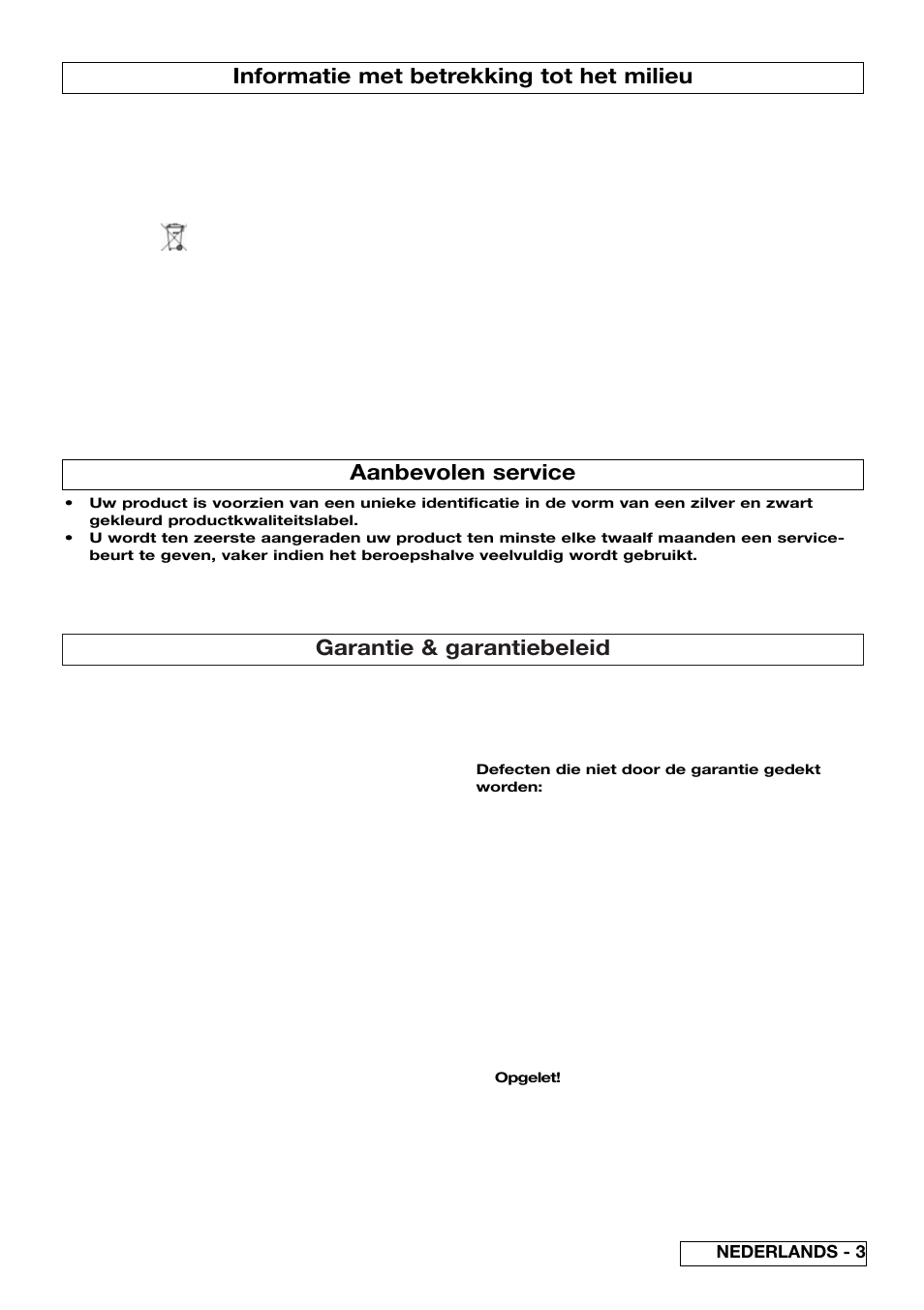 Garantie & garantiebeleid, Informatie met betrekking tot het milieu, Aanbevolen service | Flymo 510740403 User Manual | Page 17 / 72