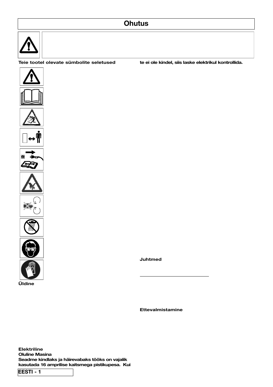 Ohutus, Eesti - 1 | Flymo 510740403 User Manual | Page 60 / 72