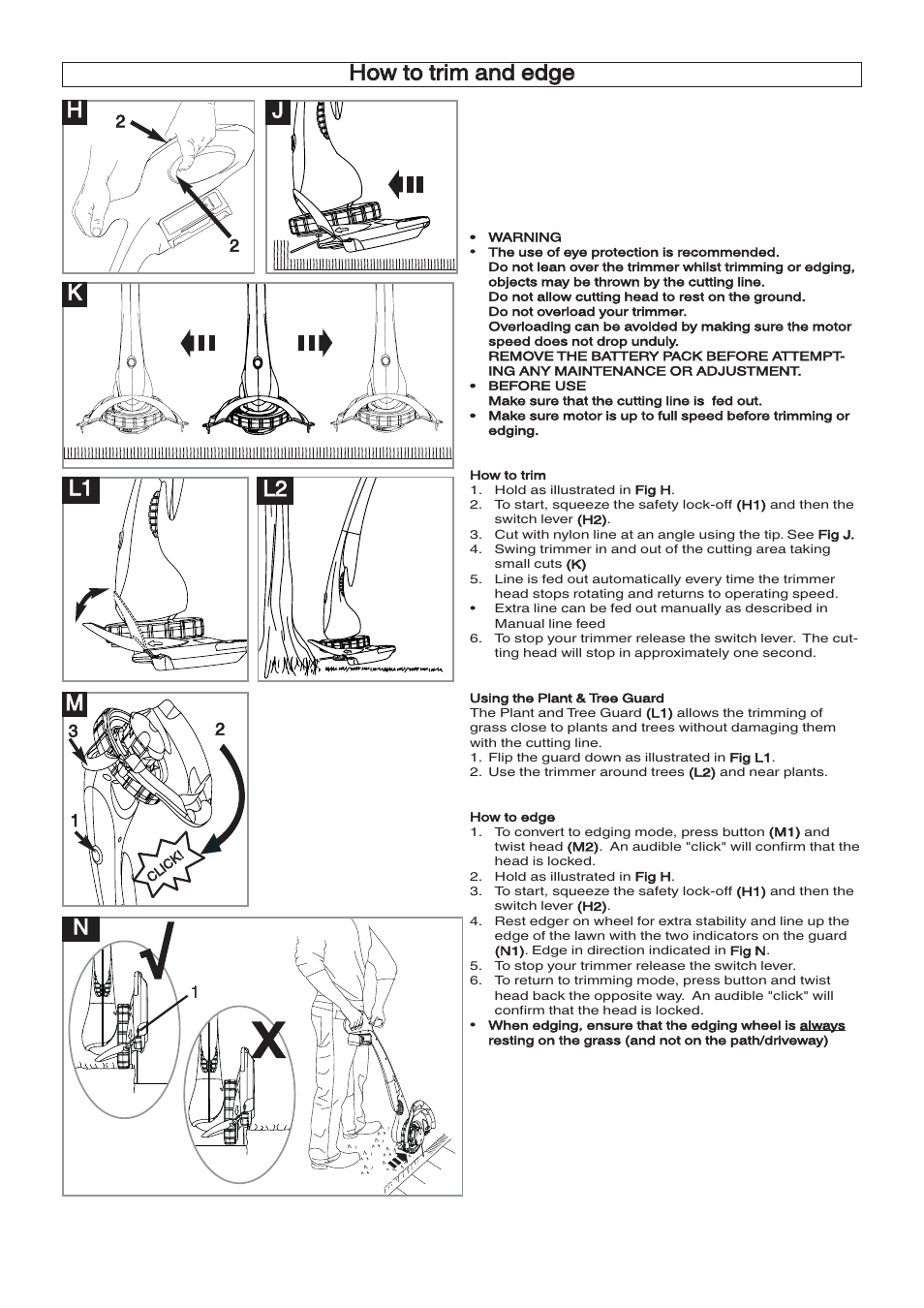 Jm k how to trim and edge, Hl1 l2 | Flymo CONTOUR XT User Manual | Page 5 / 9