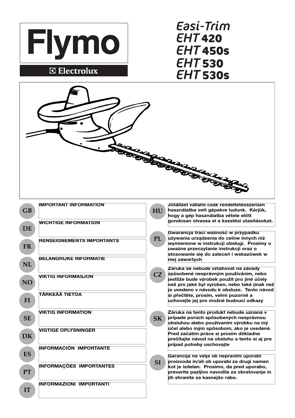 Flymo Electrolux EHT 530s User Manual | 11 pages