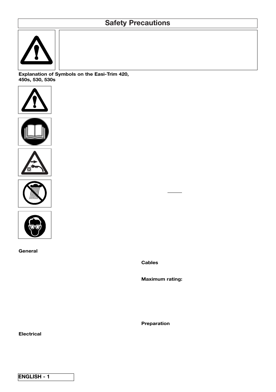 Safety precautions | Flymo Electrolux EHT 530s User Manual | Page 6 / 11
