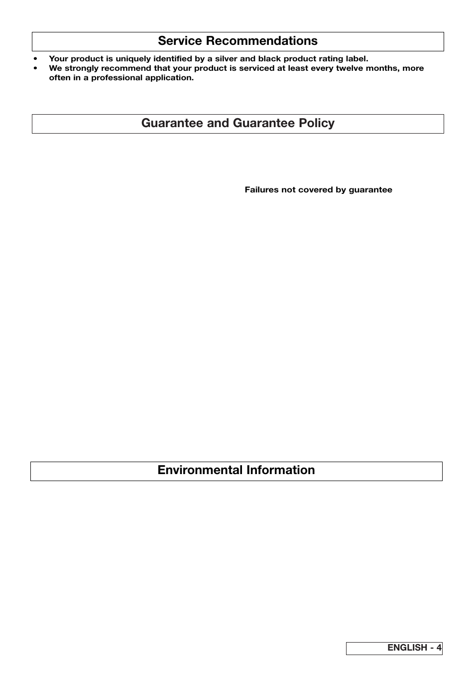 Guarantee and guarantee policy, Environmental information, Service recommendations | Flymo Electrolux EHT 530s User Manual | Page 9 / 11