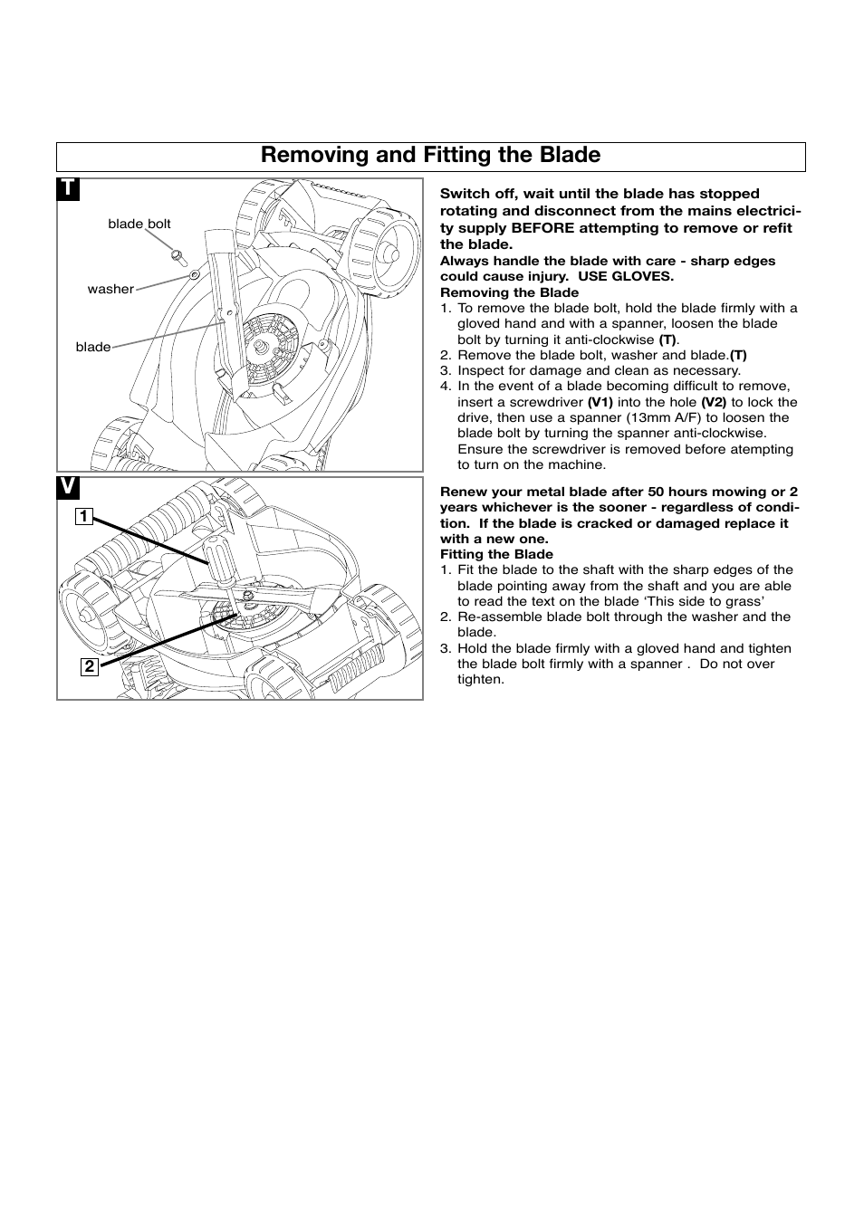 Removing and fitting the blade | Flymo ROLLERMO RM032 User Manual | Page 7 / 10