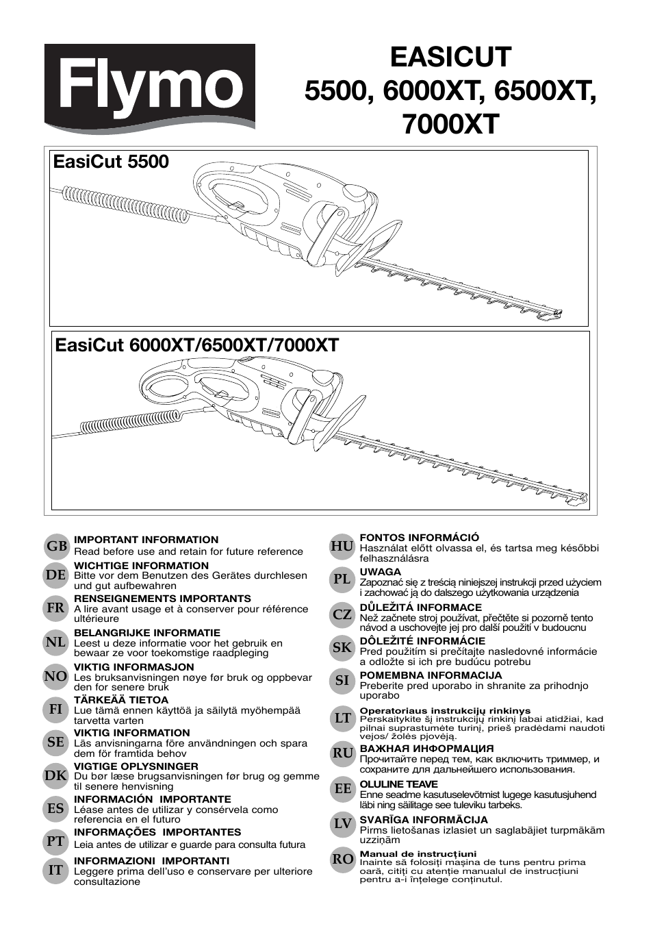 Flymo EASICUT 6000XT User Manual | 56 pages